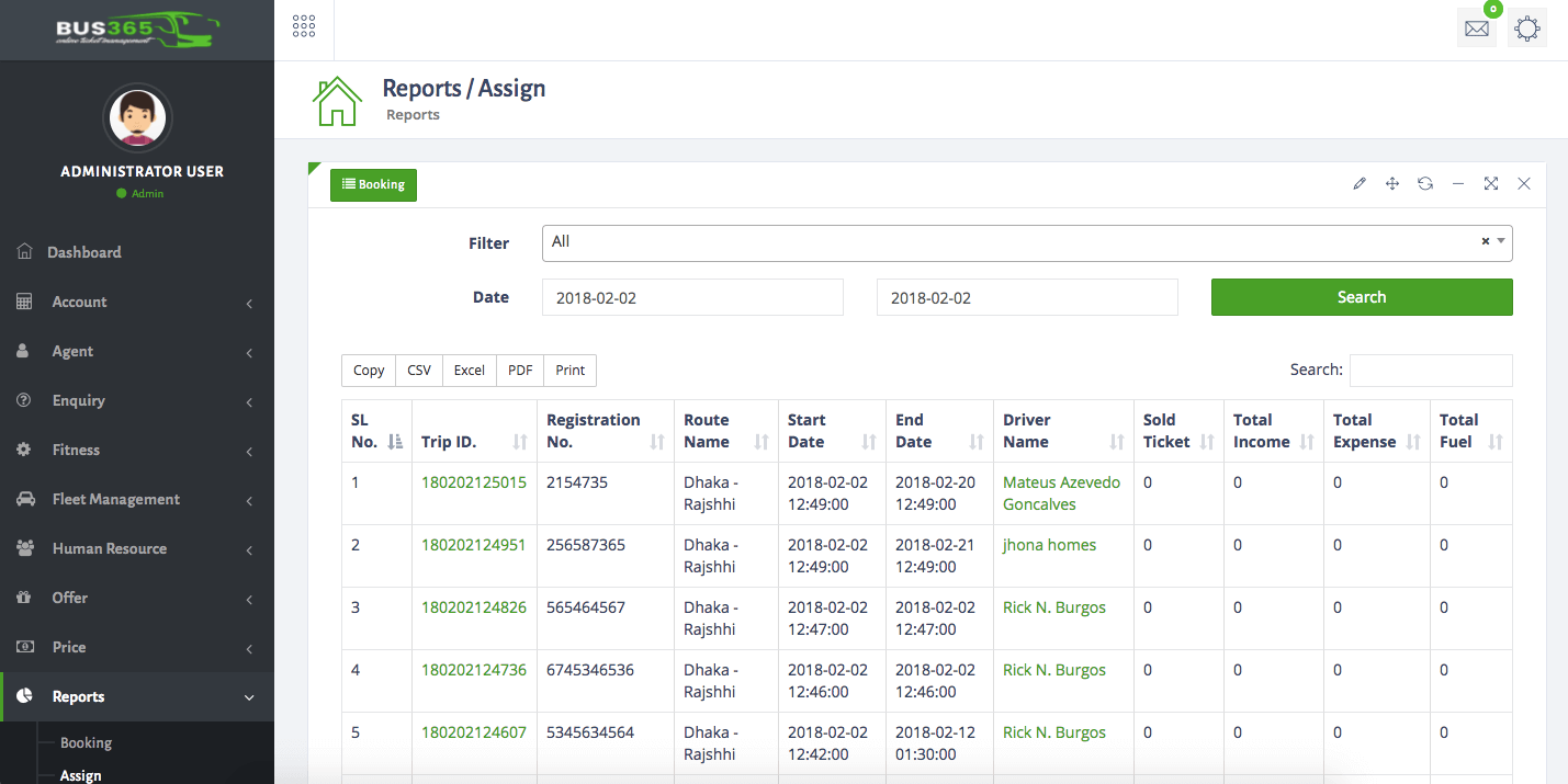 bus365 report management system